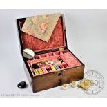A 19th century work box, with contents of sewing items,