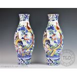 A large pair of Masons Ironstone China vases, of ovoid form,