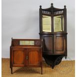 Two Edwardian wall cabinets, comprising a carved oak corner example, 95cm H,