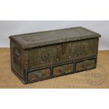 A middle east / Zanzibar type brass studded mule chest, camphor wood / hardwood,