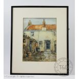 A Morton, Two watercolours, Cottages Fife, Signed, Larger 28cm x 21cm,
