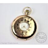A 9ct gold cased Waltham half hunter pocket watch, Roman numeral dial with subsidiary seconds,