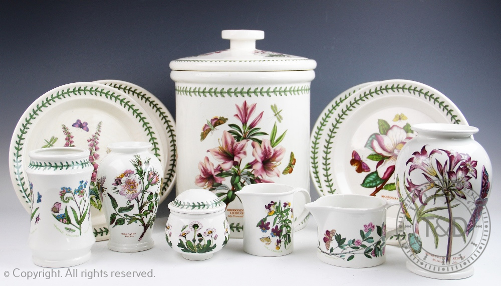 A collection of Portmeirion Botanic Garden wares to include a large bread barrel and cover,