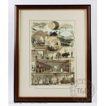 A Hedges and Butler wine advertising engraving, hand coloured,