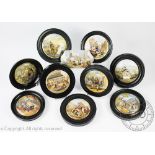 A collection of ten, 19th century, Pratt type pot lids,