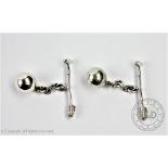 A pair of silver cuff links, Links of London, Edinburgh, each designed as a polo mallet and ball,