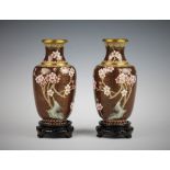 A pair of Chinese cloisonne vases, 20th century,