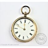 A late 19th century 14ct gold ladies fob watch,