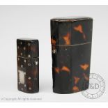 Two octagonal tortoiseshell and inlaid cases, 19th century,