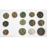Twelve Roman bronze coins from the 4th and 5th centuries AD and another (13)