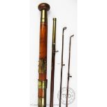 A Hardy Brother Alnwick three piece fishing rod, with spare tip, reel fittings stamped '16.8.