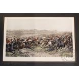 After Godfery Douglas Giles, Hand coloured engraving, The Charge of the Heavy Brigade,