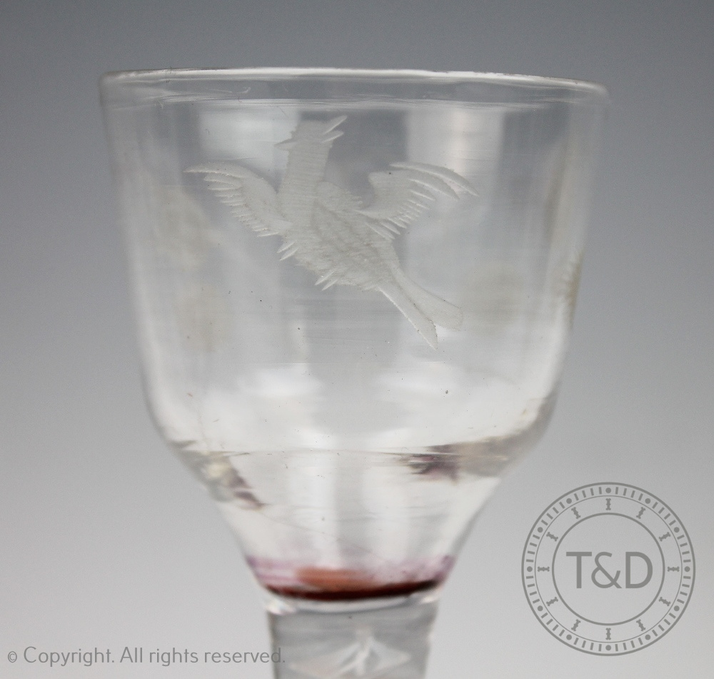 Two George III double opaque air twist wine glasses, - Image 2 of 2