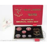 A Pobjoy Mint Isle of Man 1975 platinum proof set, 50p, 10p, 5p, 2p, 1p, 1/2p,