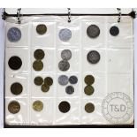 An album of 20th century European coins, includes two Hindenburgh Five Reichsmark,