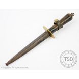 A Military commando dagger / trench dagger, possibly German, with wooden handle and metal sheath,