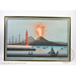 Italian School, Gouache on paper, Mount Visuvius, Indistinctly titled and dated 1861,