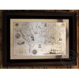 A Royal Geographical Society silver map, framed and glazed,