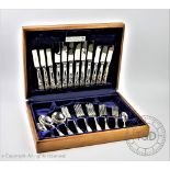 A silver plated Kings pattern canteen of cutlery comprising; six dinner knives and forks,