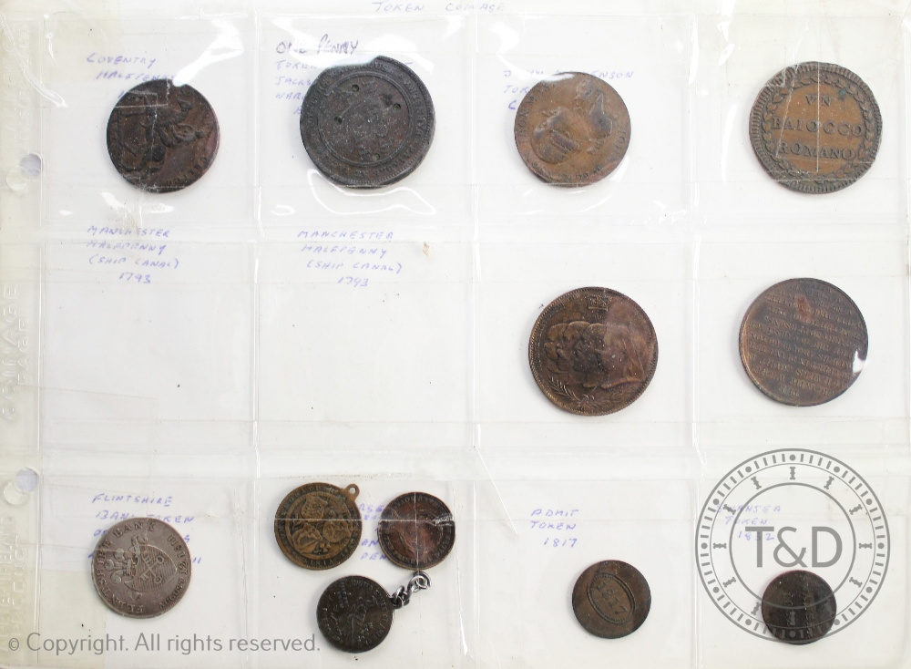 A selection of eleven 19th century tokens,