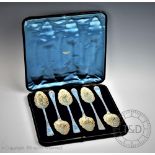 A cased set of six Victorian silver serving spoons, George Adams, London 1859,
