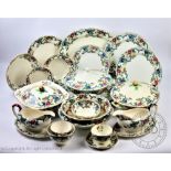 A Royal Cauldon Victoria pattern part dinner and tea service including;