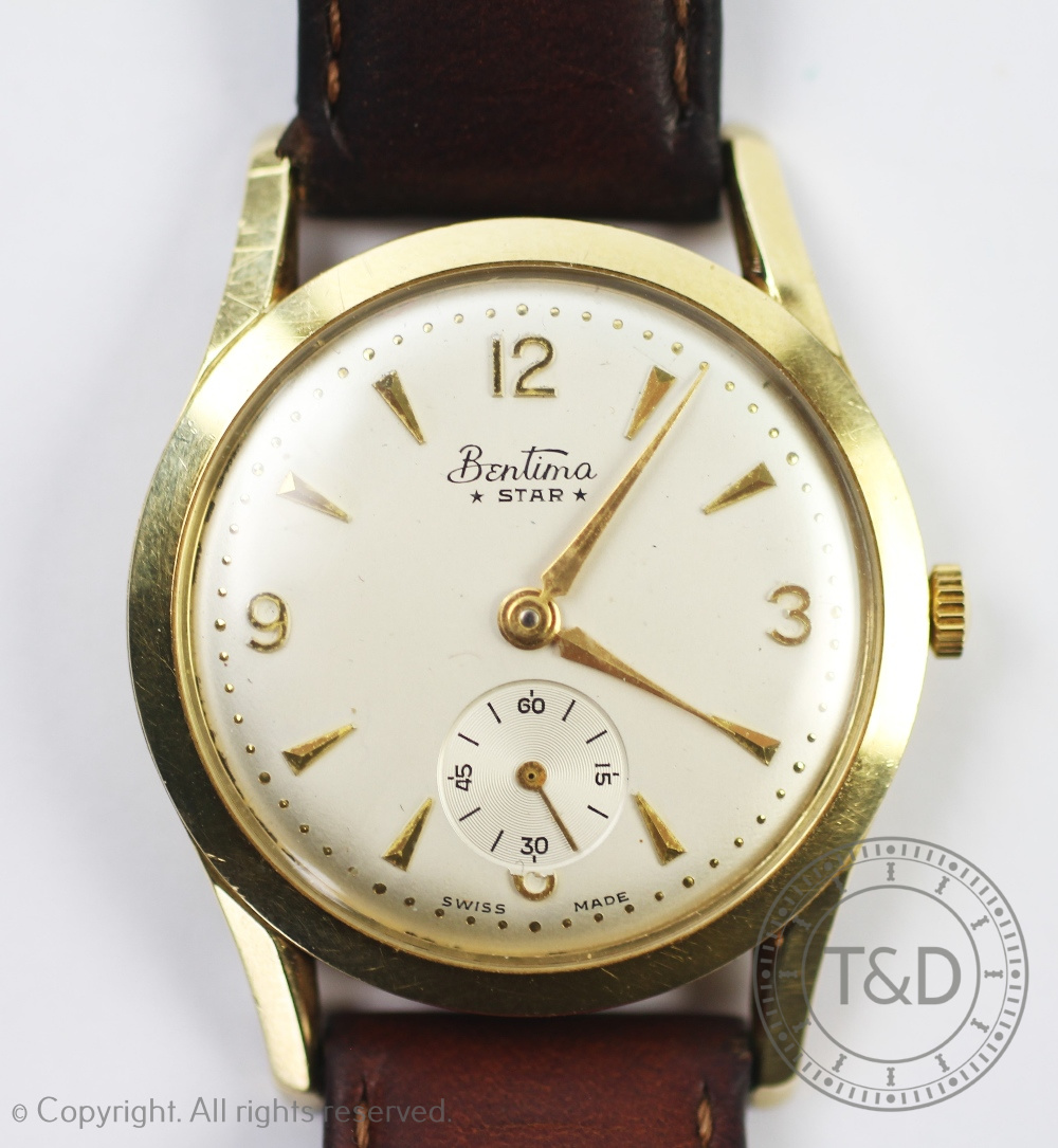 A 18ct gold cased Bentima Star gentlemans wristwatch, - Bild 2 aus 3