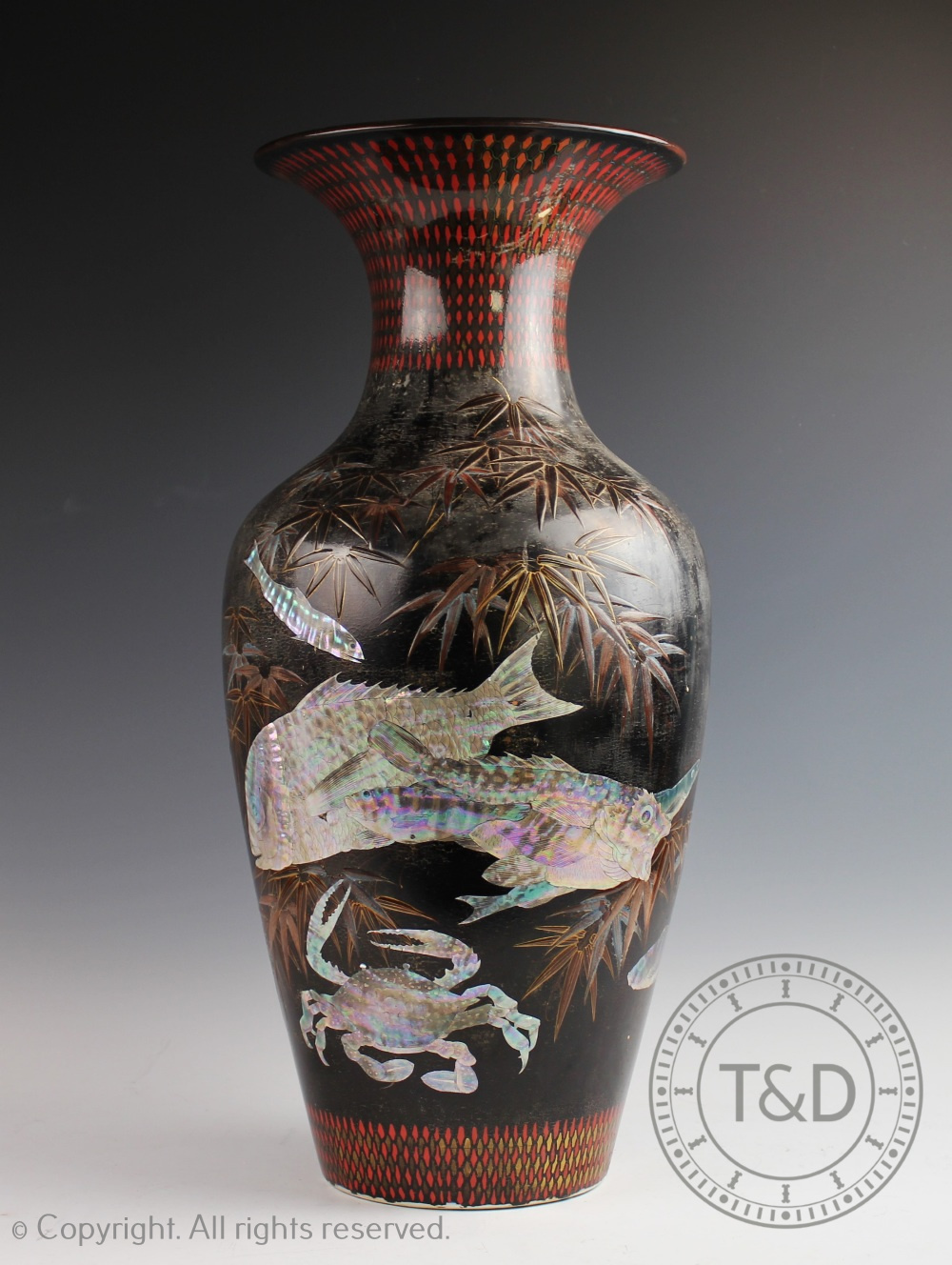 A large Japanese lacquered porcelain vase Meiji period (1868-1912),