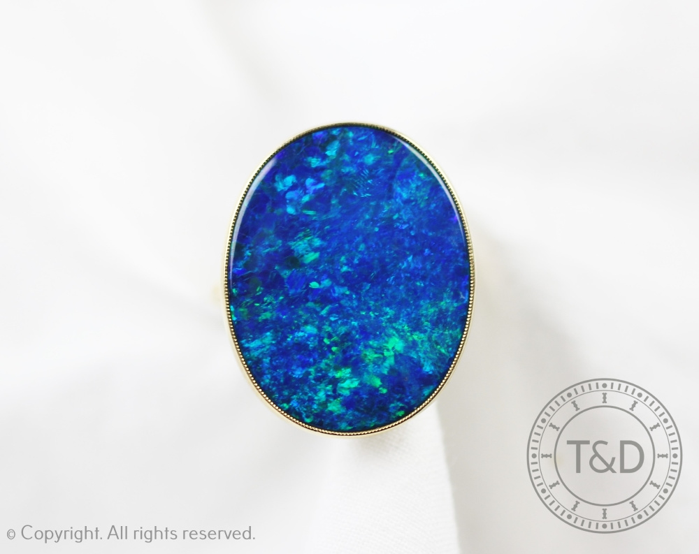 A black opal doublet set ring, - Image 2 of 4