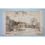 English School - 19th century, Ink sketch,