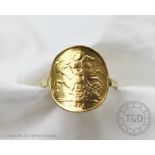 A 1911 gold half Sovereign converted to a ring, with 9ct gold shank, 5.