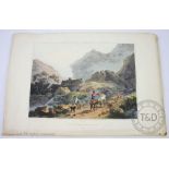 After Philippe Jacques de Loutherbourg, Three 19th century hand coloured aquatints,