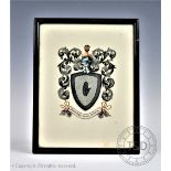 A hand painted armorial with the arms of the Maplegh family, c1900,