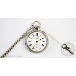 A key wind open face silver pocket watch,