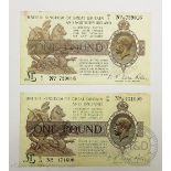 Treasury, Warren-Fisher, two £1 notes and a K.O.