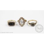 A 9ct gold marquise shaped cluster ring,