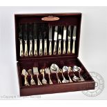 A silver plated Cooper Ludlam canteen of cutlery, enclosing six dinner knives and forks,