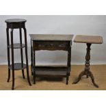 A carved oak side table, with drawer, on turned legs, 71cm H x 73cm W x 40cm D,