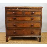 A George III oak and mahogany cross-banded chest,