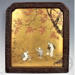 A Japanese shibayama screen, Meiji period,