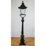 A Victorian style cast iron and metal garden lamp, of short proportions,