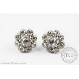 A pair of Georgian diamond set cluster earrings,