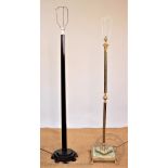 A gilt metal and onyx standard lamp, with fluted Corinthian column, on square base with paw feet,