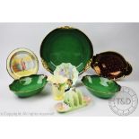 A selection of decorative ceramics to include a Shelley pin dish decorated with flowers, 12cm diam,