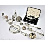 A selection of silver and silver plated items, to include a pair of silver berry spoons,