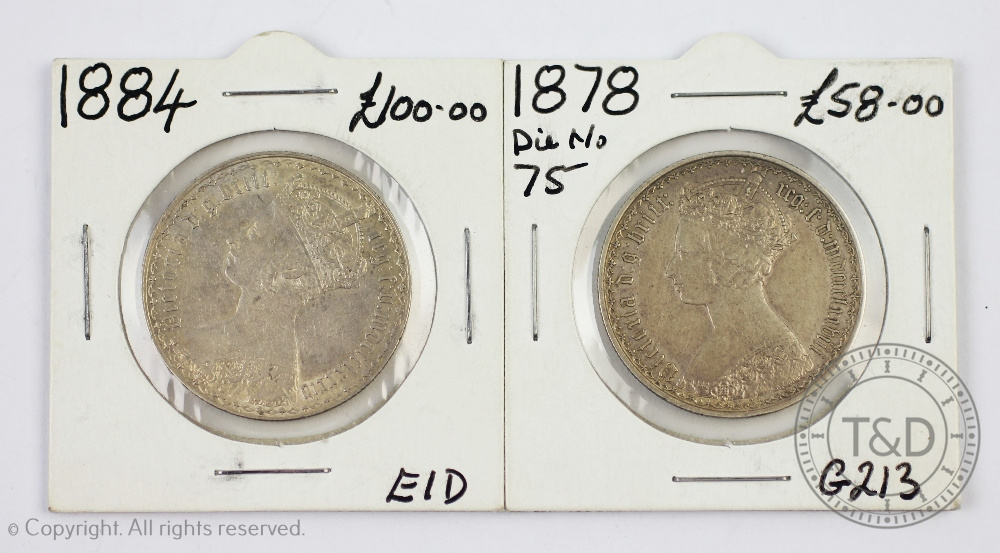 Two Victorian silver florins 1878 and 1884 (2) - Image 4 of 6