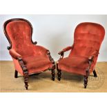 A Victorian mahogany salon chair, on tuned legs, 104cm H,