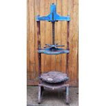 A vintage cast iron cheese press by G & W Lea of Nantwich,