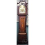 A George III and later inlaid oak eight day longcase clock,