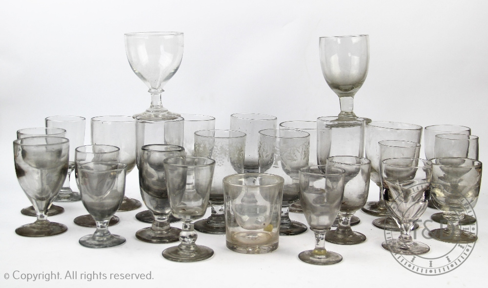 A large collection of 19th century and later wine glasses etc, various styles,